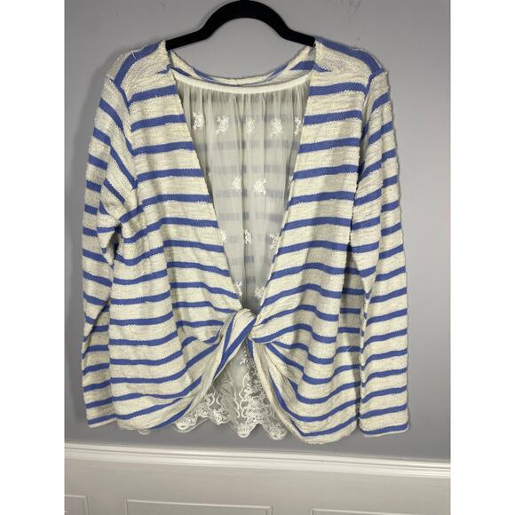 Anthropologie, Sullivan + James, Size Large, Blue & White Terry Stripe Sweater - Picture 7 of 11
